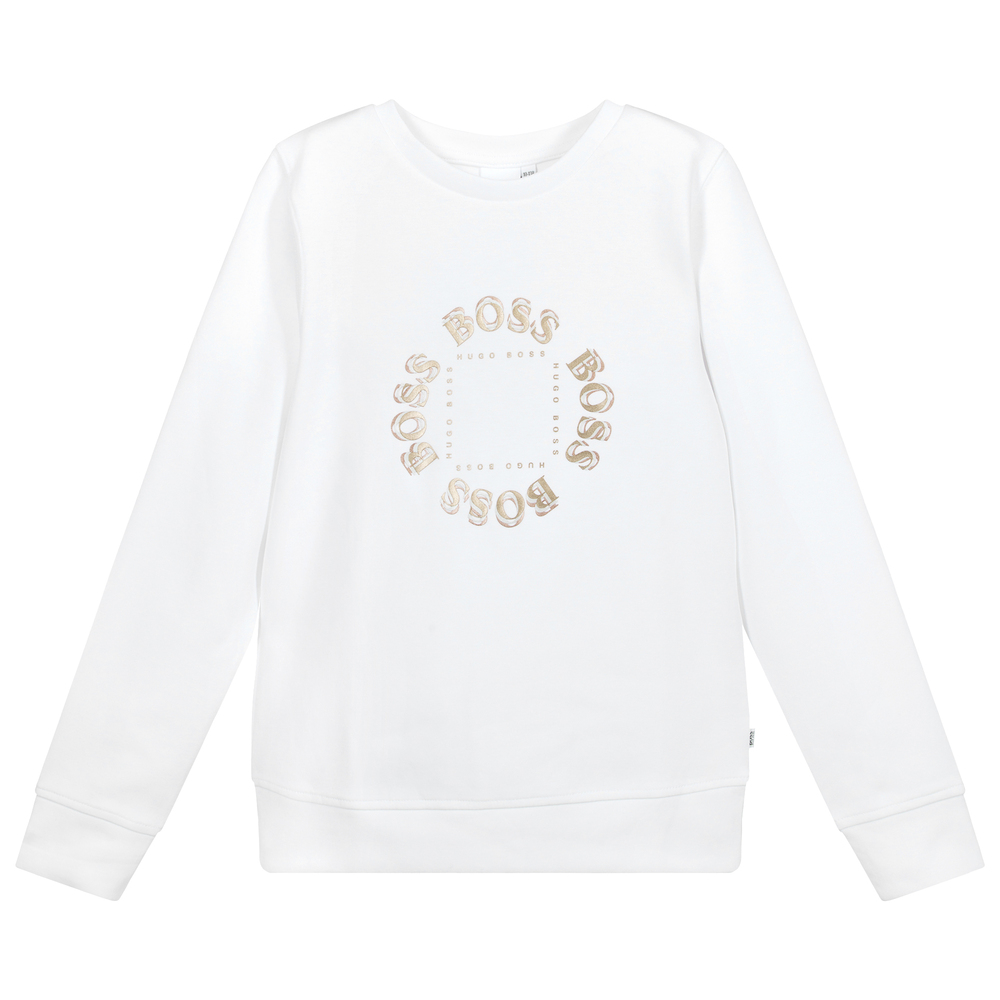 BOSS - Teen White Logo Sweatshirt | Childrensalon
