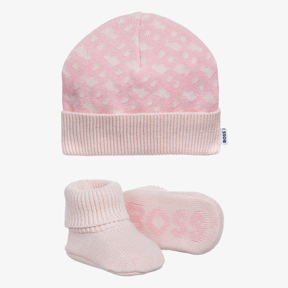 Hugo Boss Boss Girls Pink Hat & Booties Baby Gift Set