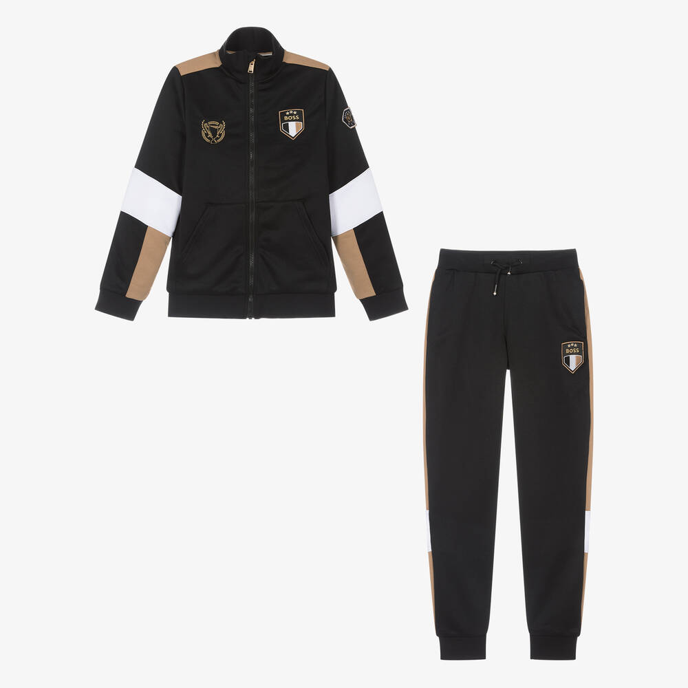 BOSS - بدلة رياضية لكرة القدم جيرسي لون أسود | Childrensalon