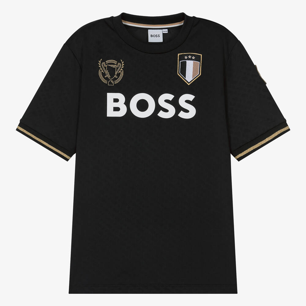 Hugo Boss Boss Teen Boys Black Monogram Football T-shirt