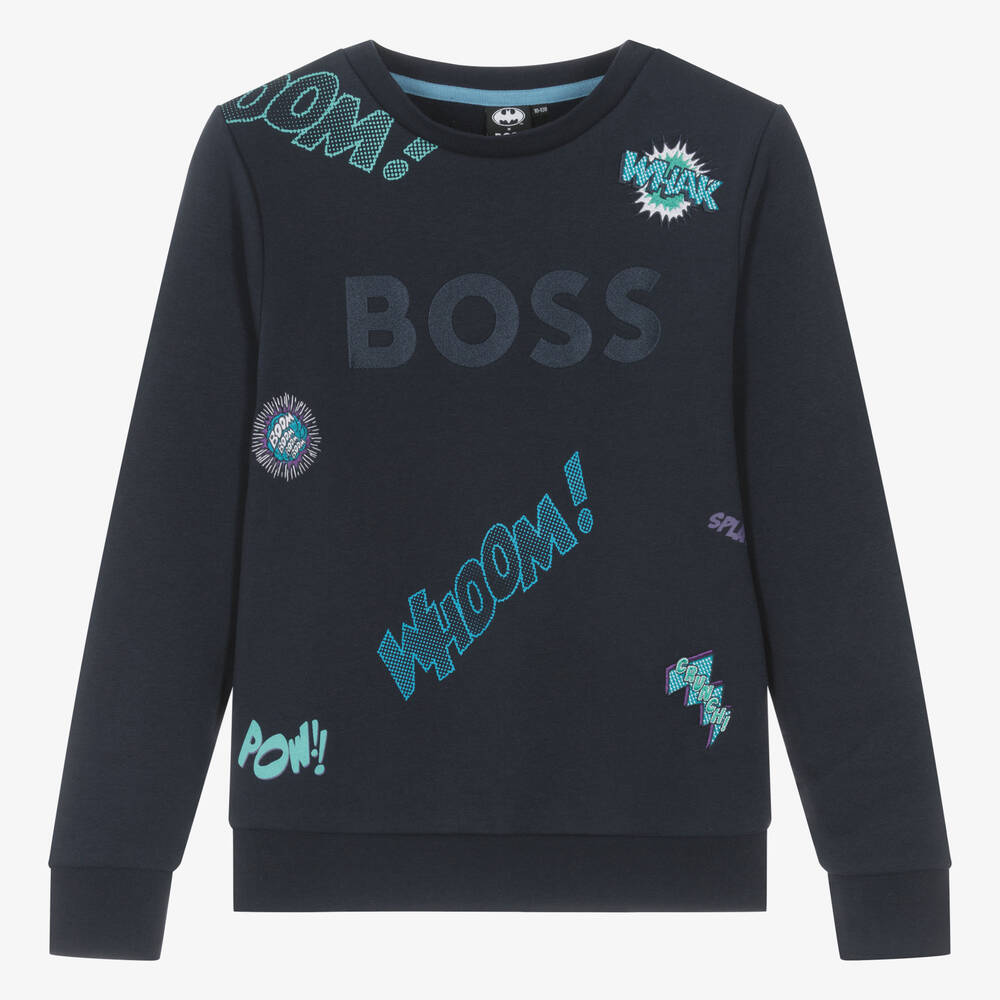 BOSS - Teen Boys Blue Cotton Batman Sweatshirt | Childrensalon