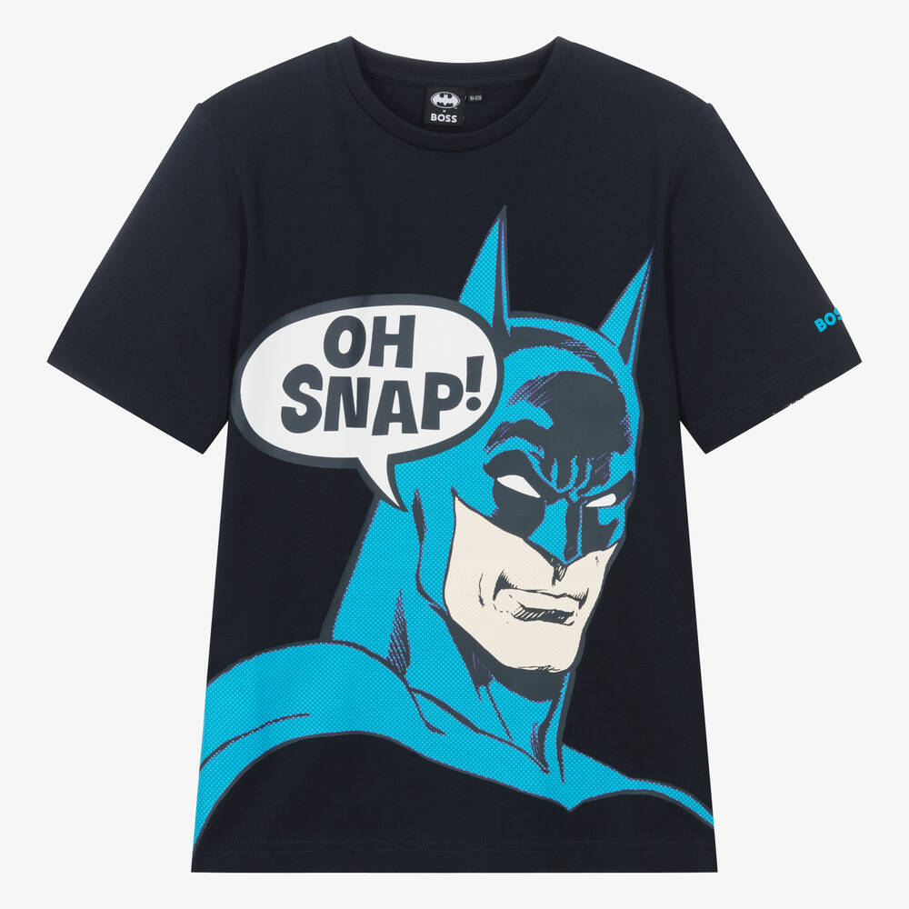 BOSS - Синяя хлопковая футболка со знаком Бэтмена для подростков | Childrensalon