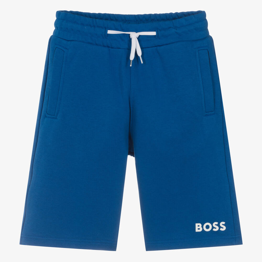 BOSS - Teen Boys Blue Cotton Shorts | Childrensalon