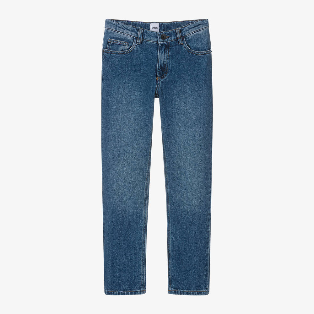 BOSS - Teen Boys Blue Denim Slim Fit Jeans | Childrensalon