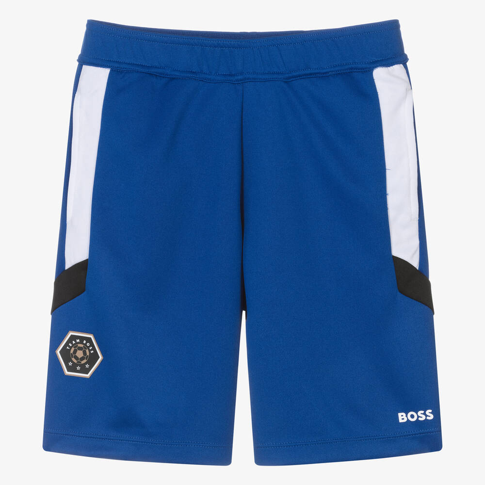 BOSS - Teen Boys Blue Football Shorts | Childrensalon
