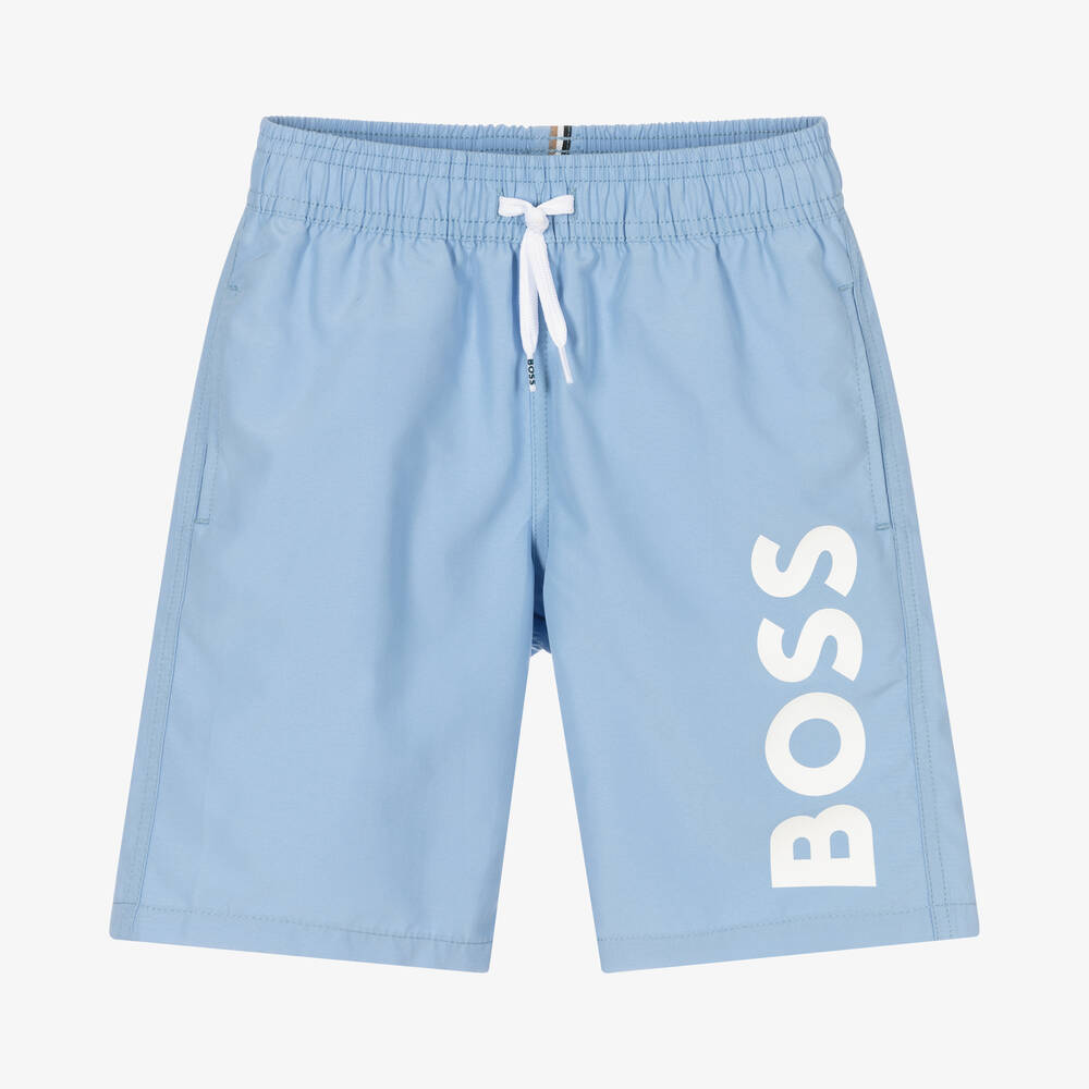 Hugo Boss Teen Boys Blue Logo Swim Shorts | ModeSens