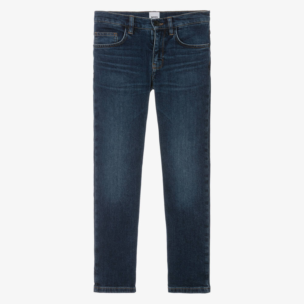 BOSS - Teen Boys Blue Regular Fit Denim Jeans | Childrensalon