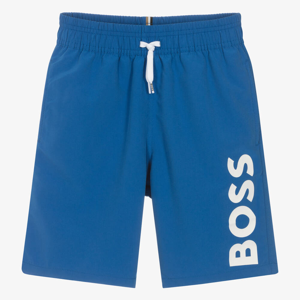 Shop Hugo Boss Boss Teen Boys Blue Swim Shorts