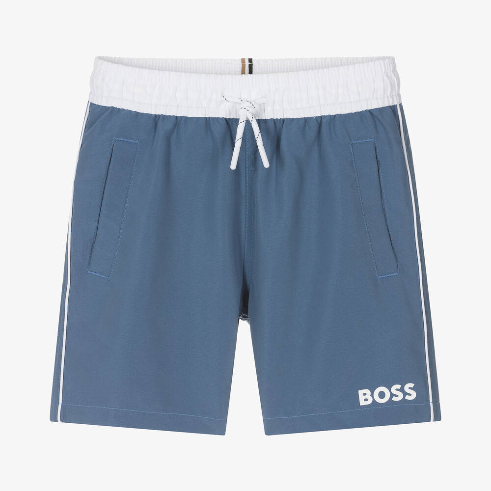BOSS - Teen Boys Blue Swim Shorts | Childrensalon