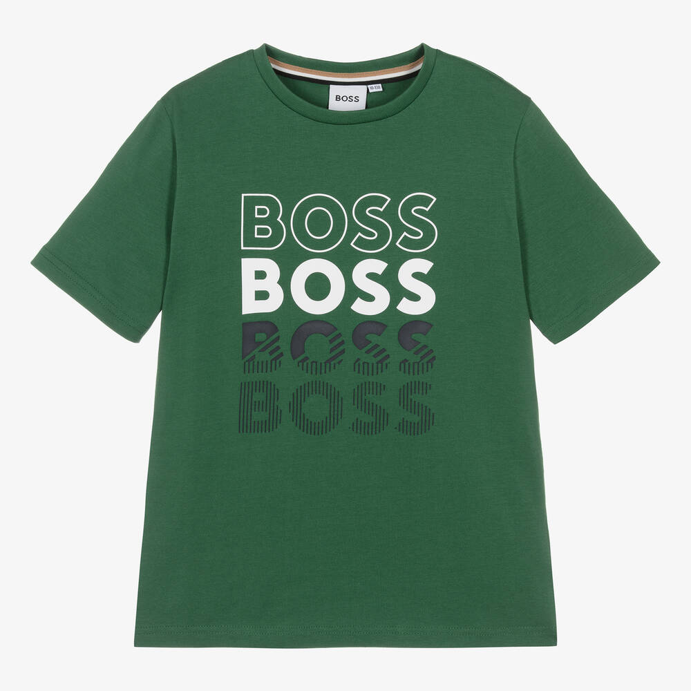BOSS - Teen Boys Deep Green Cotton T-Shirt | Childrensalon