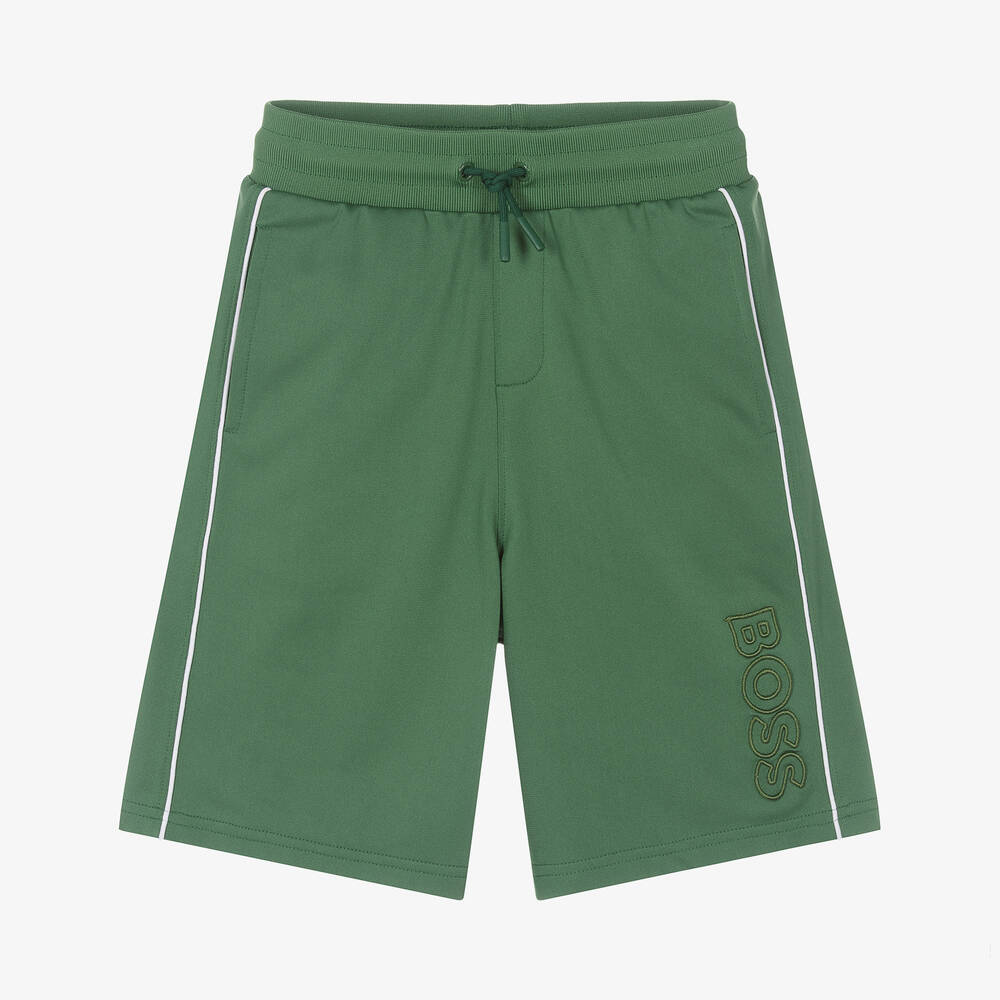 BOSS - Teen Boys Green Jersey Shorts | Childrensalon