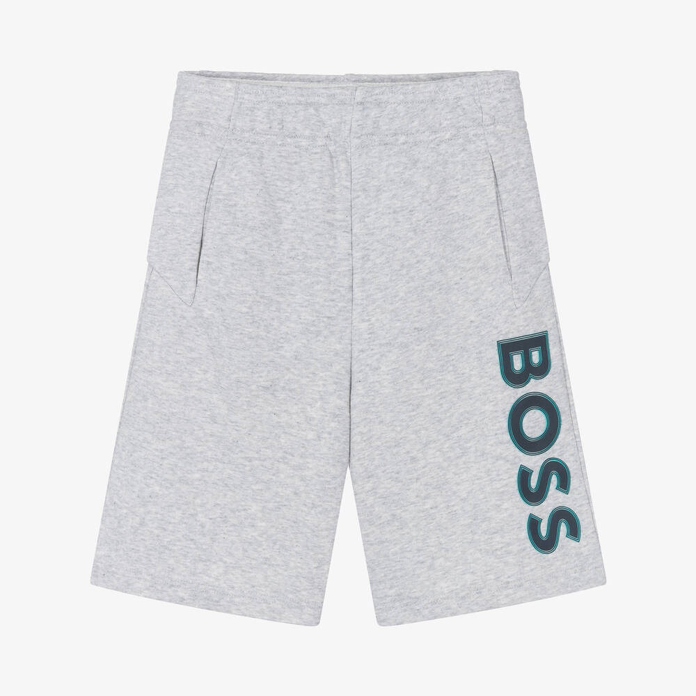 BOSS - Teen Boys Grey Marl Jersey Shorts | Childrensalon