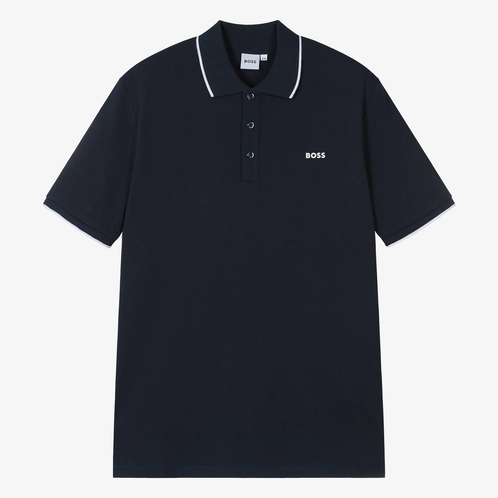 Hugo Boss Boss Teen Boys Navy Blue Cotton Polo Shirt