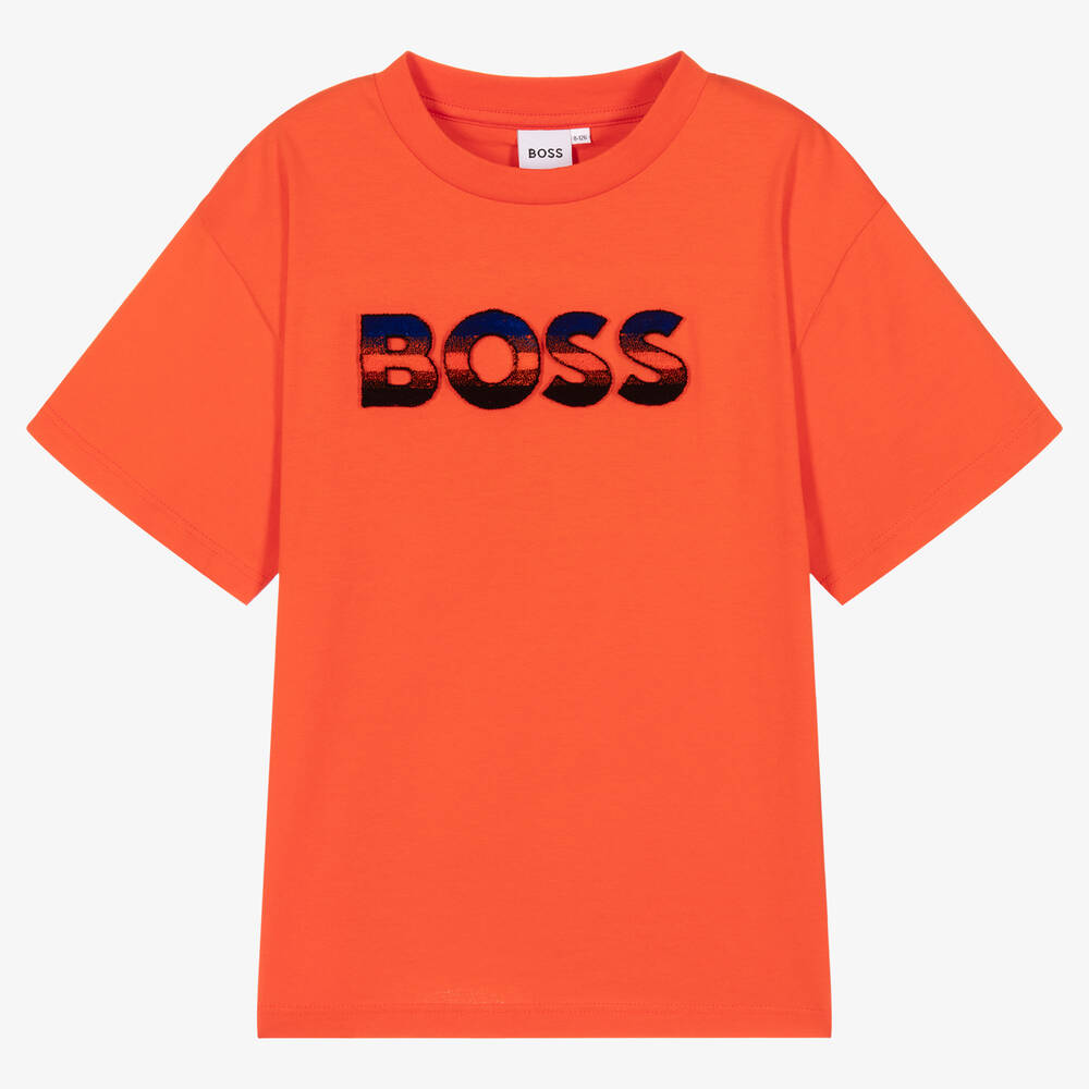 BOSS - T-shirt orange en coton ado garçon | Childrensalon