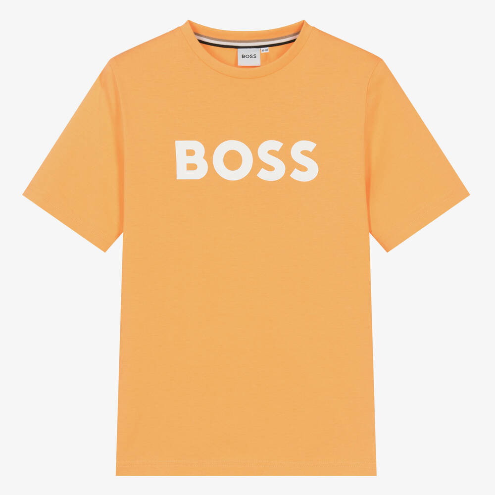 Shop Hugo Boss Boss Teen Boys Orange Cotton T-shirt