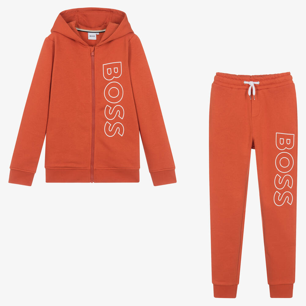 Hugo Boss Boss Teen Boys Orange Hooded Tracksuit