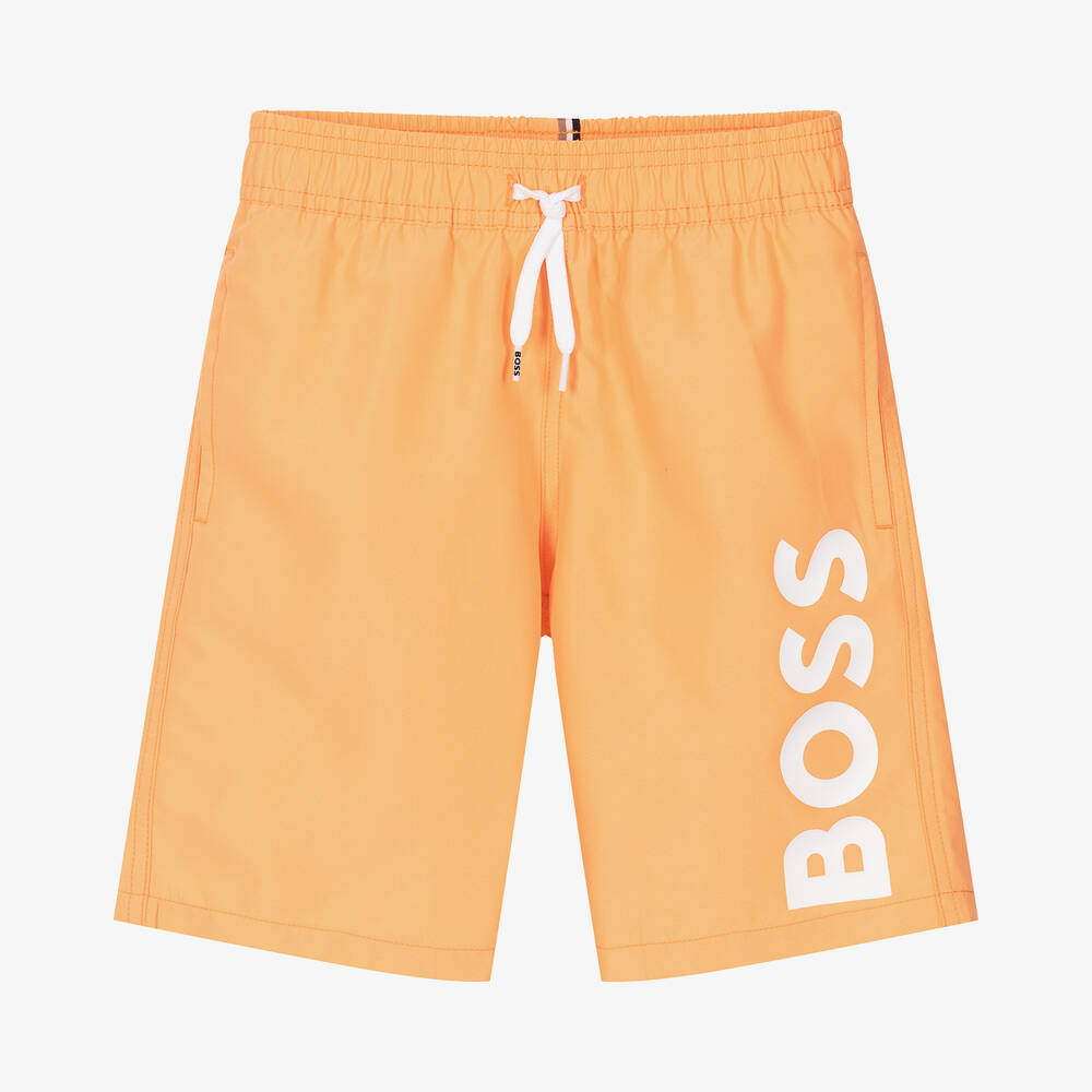 BOSS - Teen Boys Orange Swim Shorts | Childrensalon