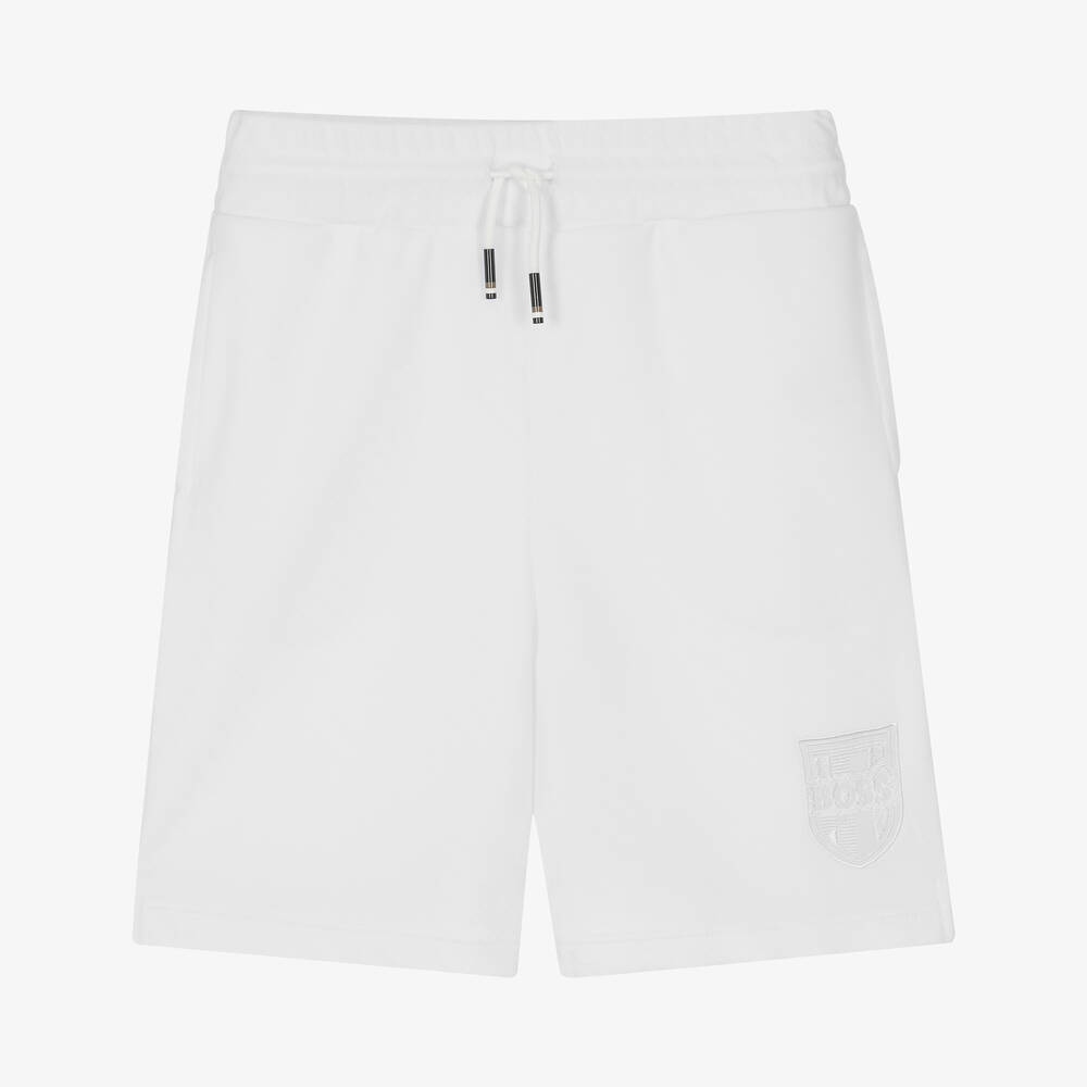 BOSS - Teen Boys White Football Shorts | Childrensalon