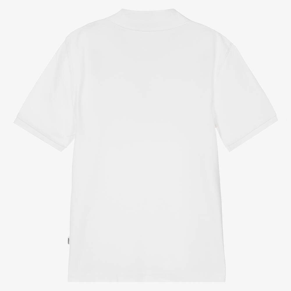 BOSS - Teen Boys White Polo Shirt | Childrensalon