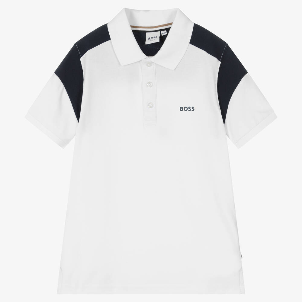 BOSS - Weißes Teen Poloshirt für Jungen | Childrensalon