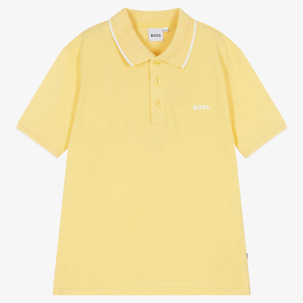 Hugo Boss Boss Teen Boys Yellow Cotton Piqué Polo Shirt