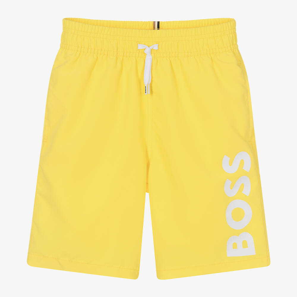 BOSS - Teen Boys Yellow Swim Shorts | Childrensalon