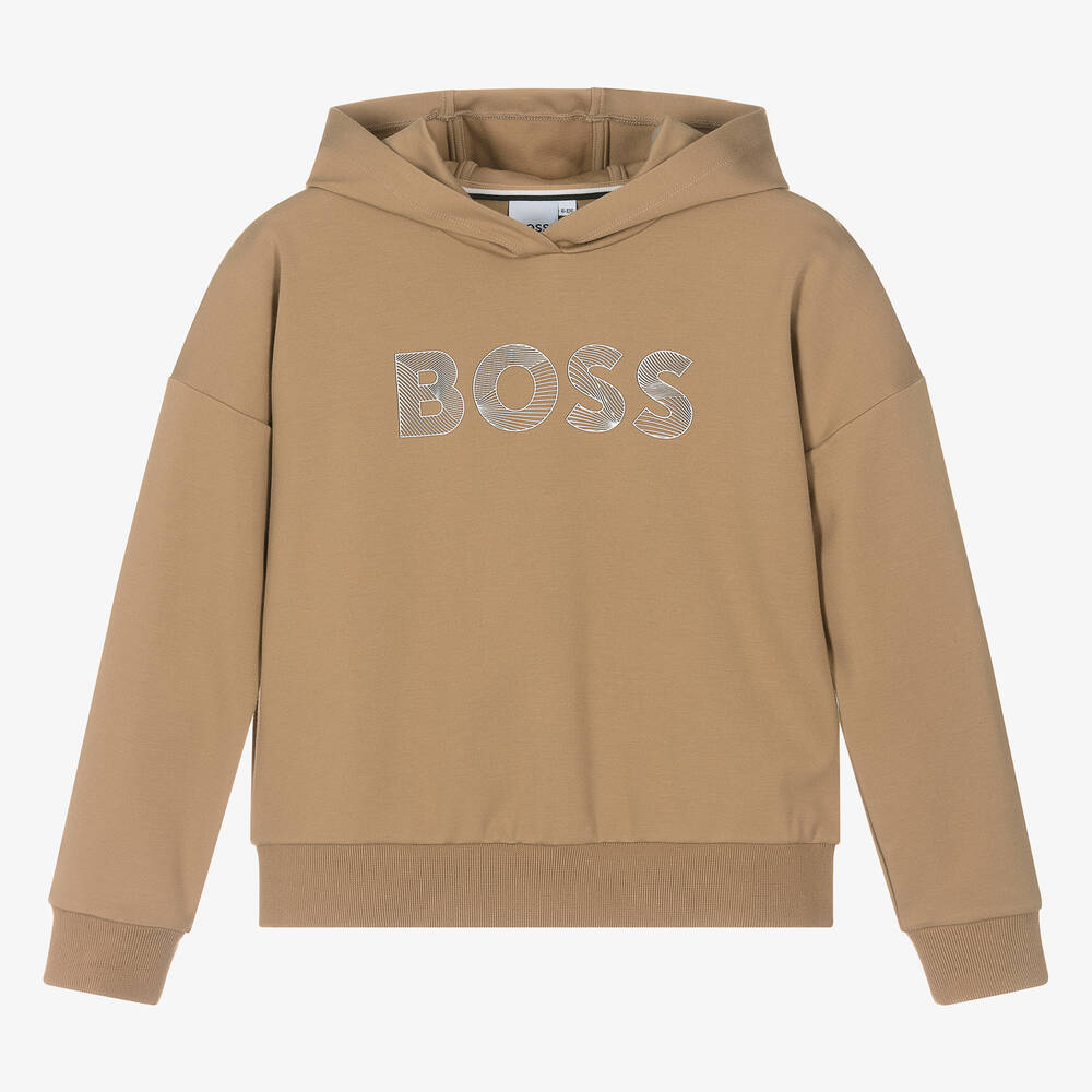 Hugo Boss Boss Teen Girls Beige Milano Jersey Hoodie