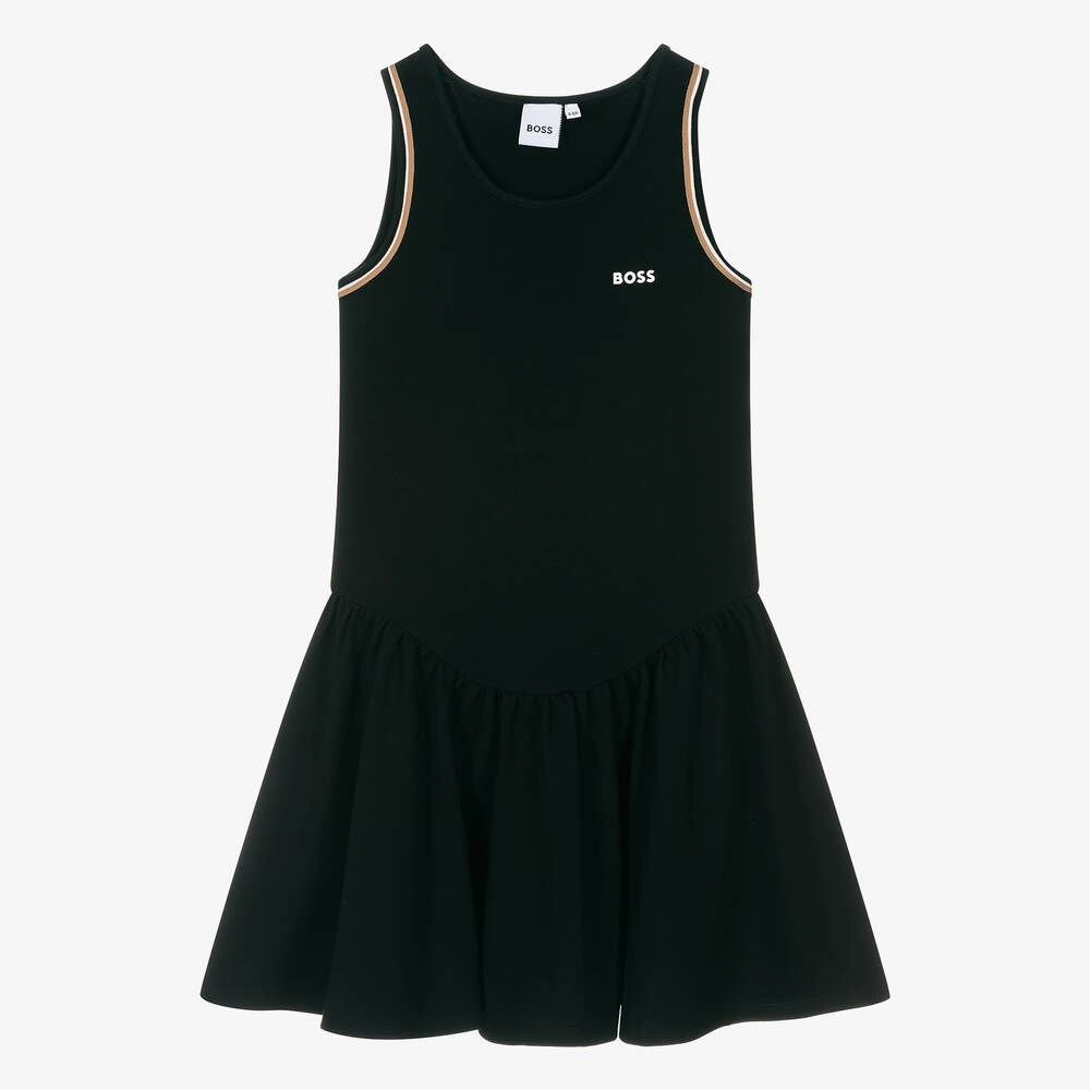 BOSS - فستان ميلانو جيرسي لون أسود للمراهقات | Childrensalon
