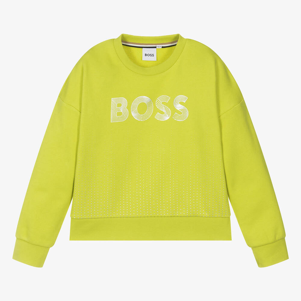 BOSS - Teen Girls Green Crew Neck Sweatshirt | Childrensalon