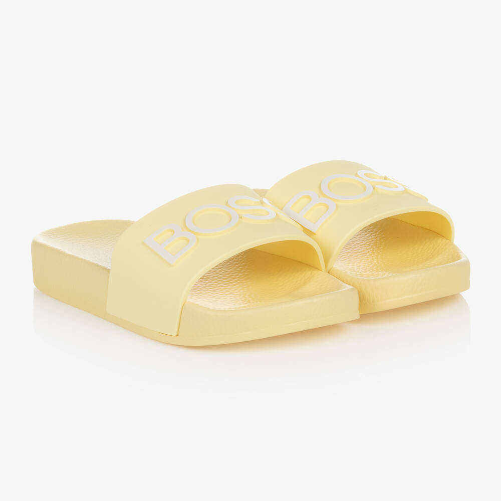 Hugo Boss Teen Pale Yellow Logo Sliders