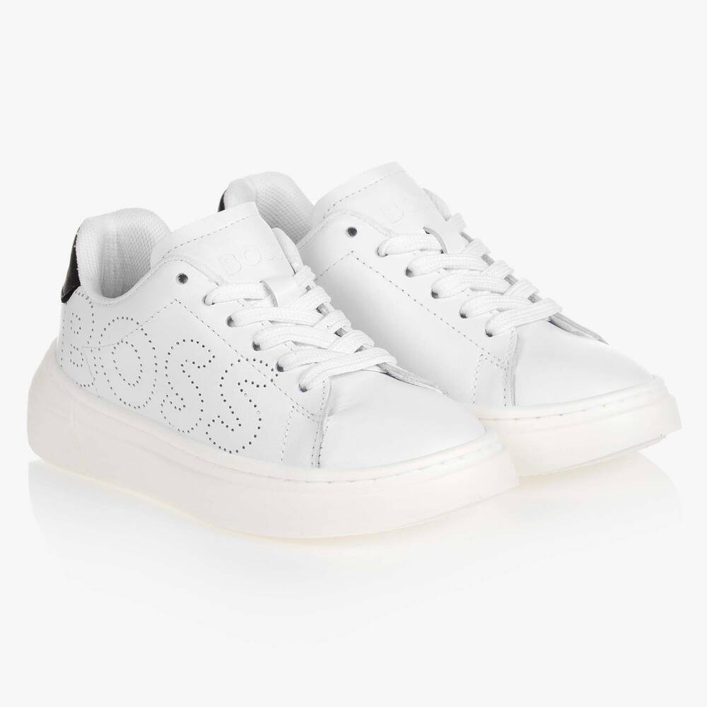 BOSS - Белые кожаные кроссовки | Childrensalon