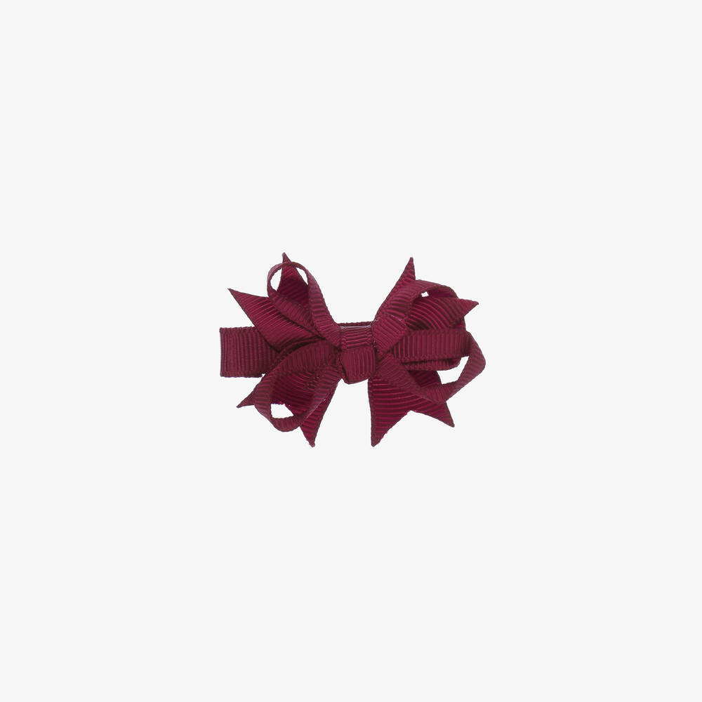 Bowtique London - Girls Burgundy Red Bow Hair Clip (4cm) | Childrensalon