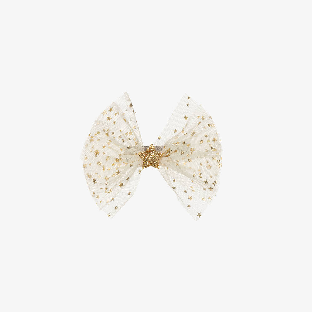 Bowtique London - Girls Ivory & Gold Hair Clip (10cm) | Childrensalon