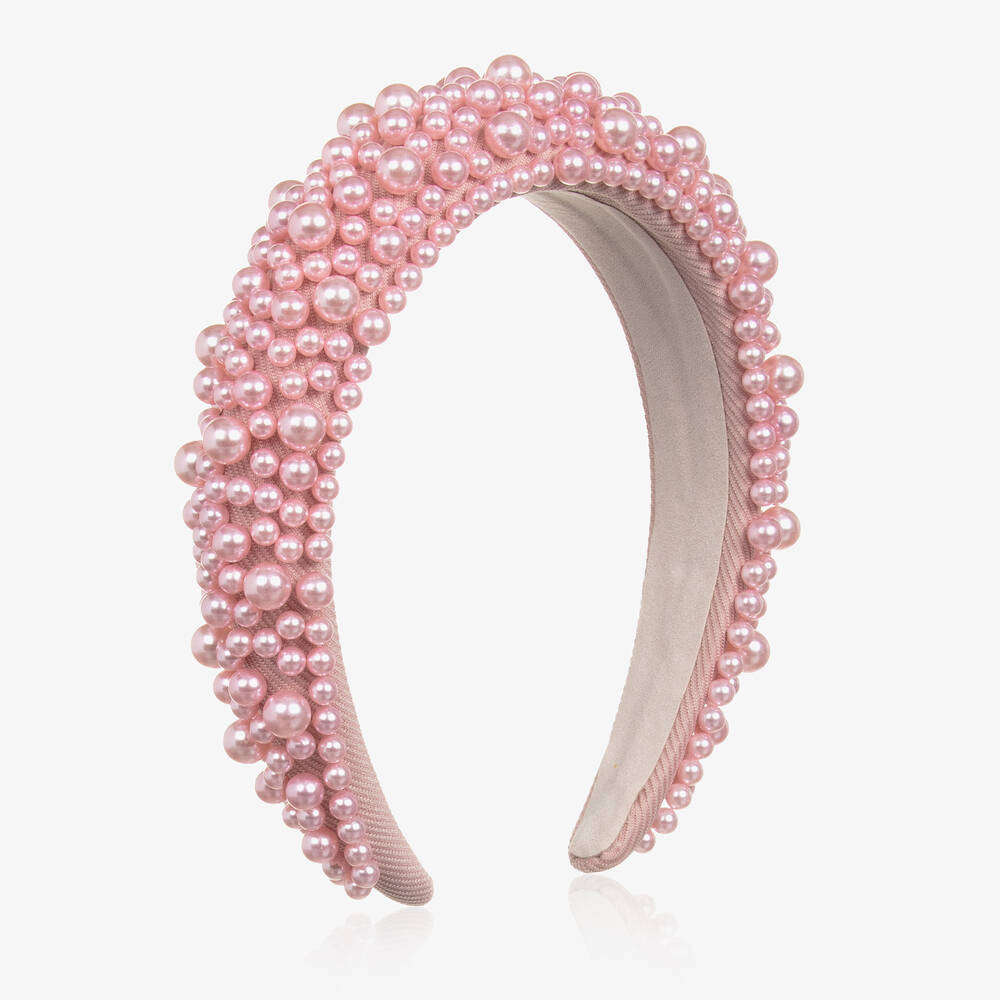 Bowtique London - Girls Pink Beaded Hairband | Childrensalon