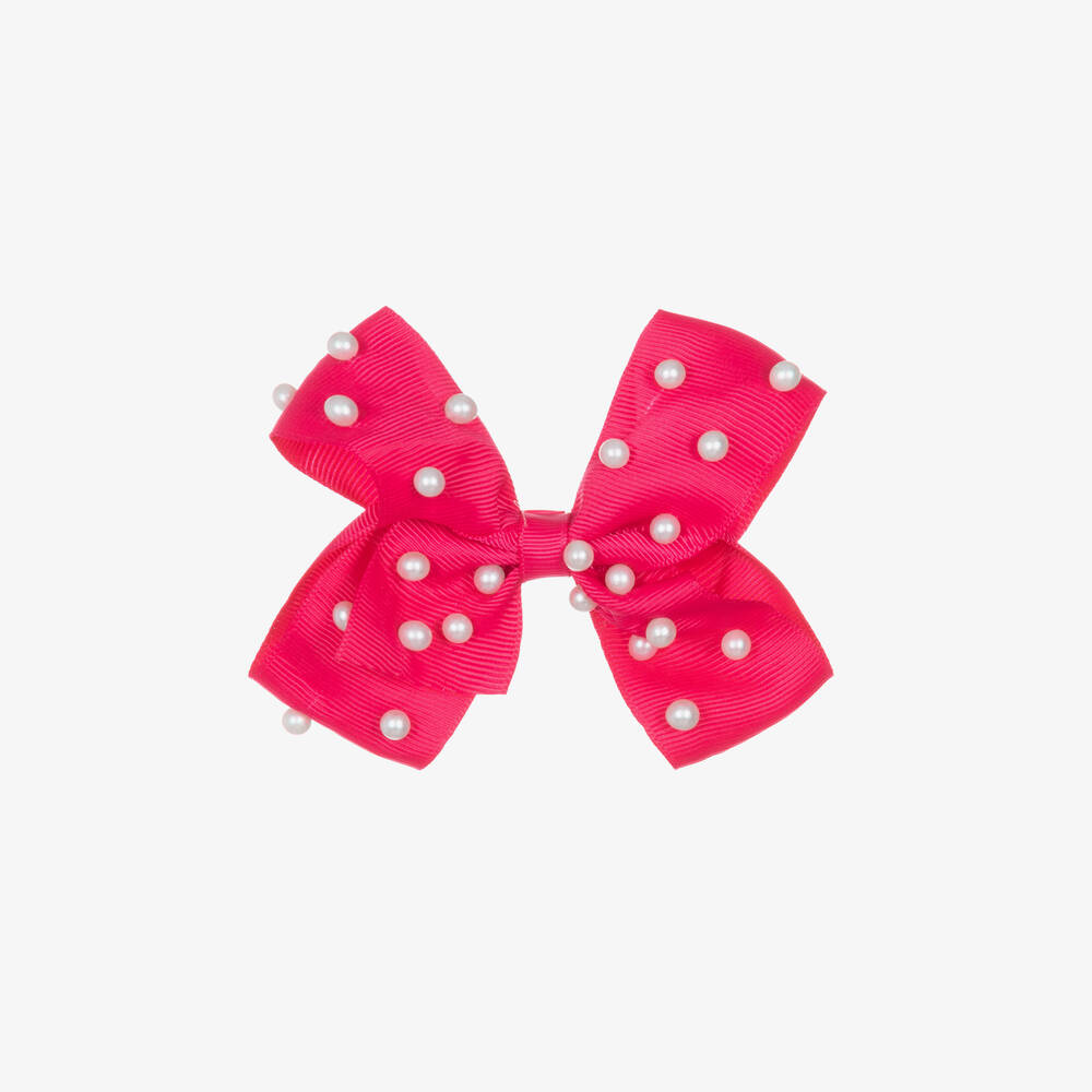 Bowtique London - Girls Pink Bow Hair Clip (11cm) | Childrensalon