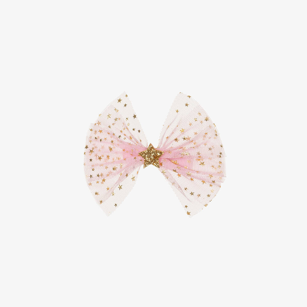 Bowtique London - Girls Pink & Gold Hair Clip (10cm) | Childrensalon