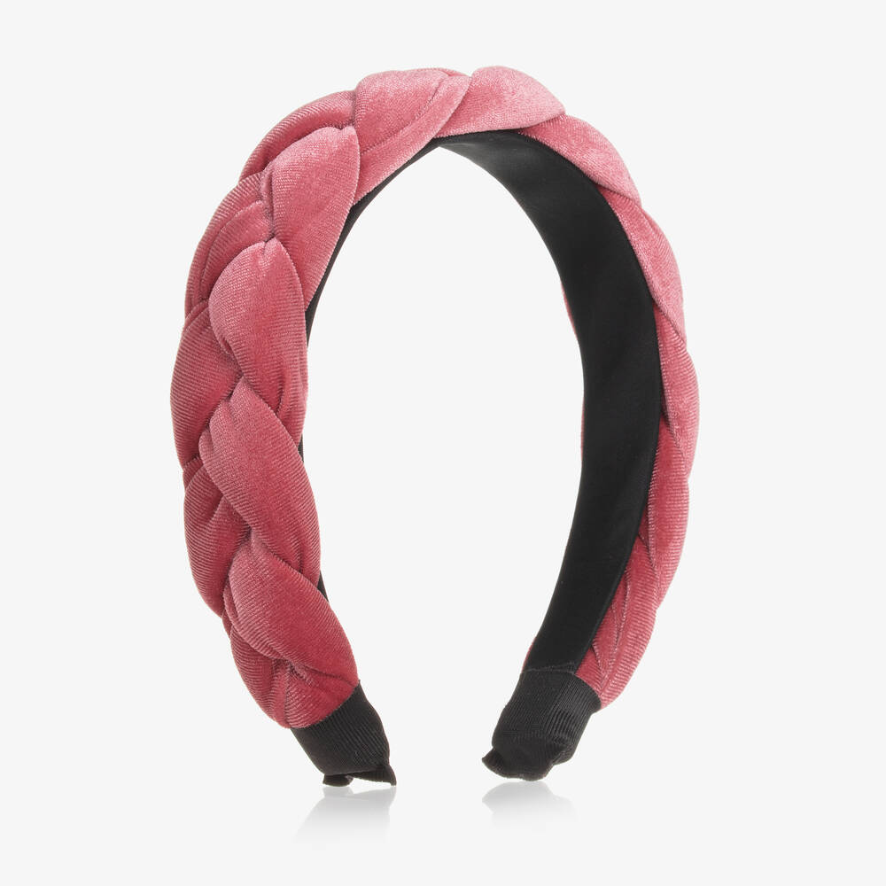Bowtique London - Girls Pink Plaited Velour Hairband | Childrensalon