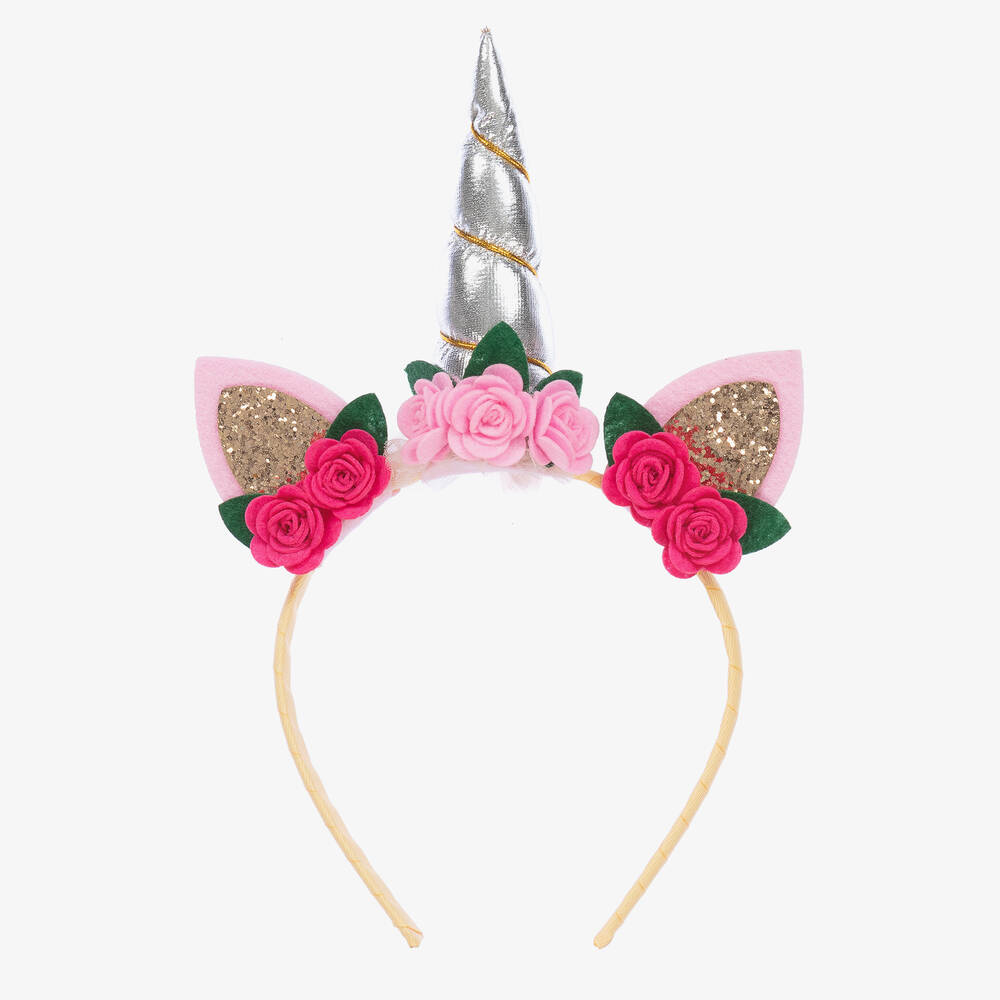 Bowtique London - Girls Pink Unicorn & Flower Hairband | Childrensalon