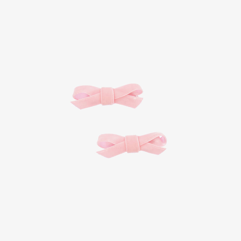 Bowtique London - Girls Pink Velvet Bow Hair Clips (2 Pack) | Childrensalon