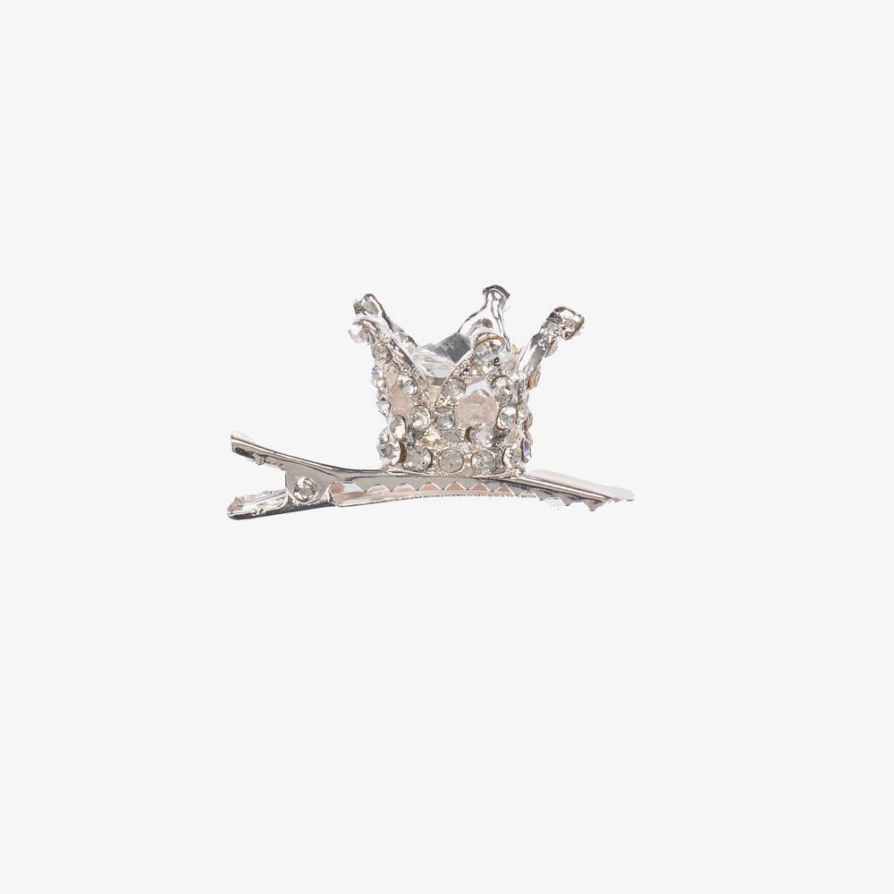Bowtique London - Girls Silver Crown Hair Clip (5cm) | Childrensalon