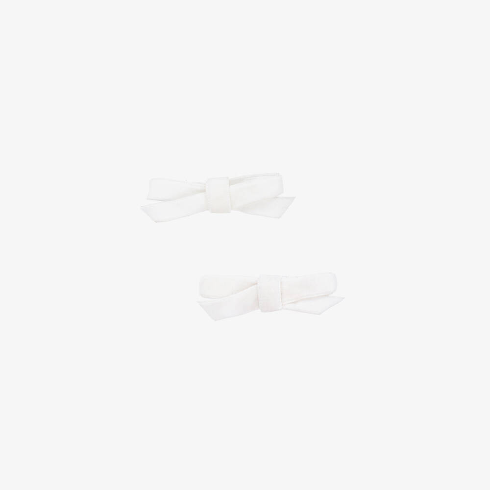 Bowtique London - Белые бархатные заколки-бантики для волос (2шт.) | Childrensalon