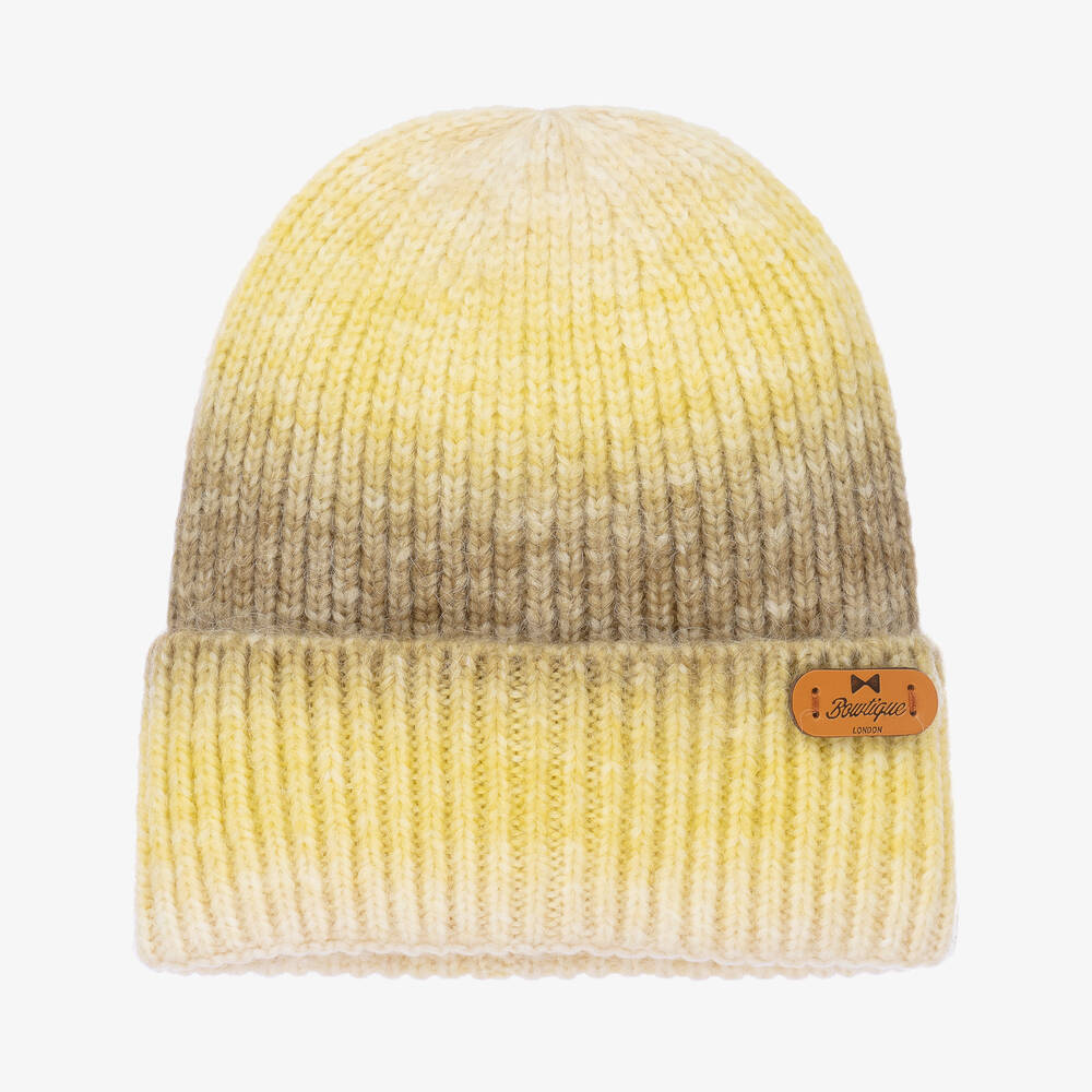 Bowtique London - Желтая вязаная шапка-бини с эффектом омбре | Childrensalon
