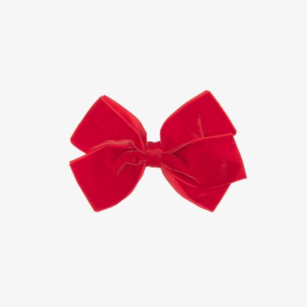 Bowtique London - Red Velvet Bow Hair Clip (11cm) | Childrensalon