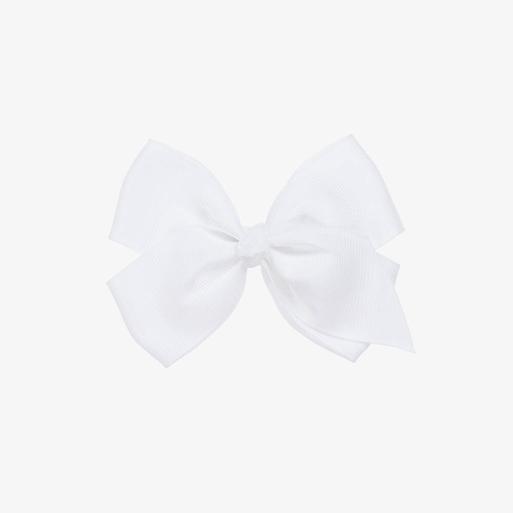 Bowtique London - White Bow Hair Clip (10cm) | Childrensalon