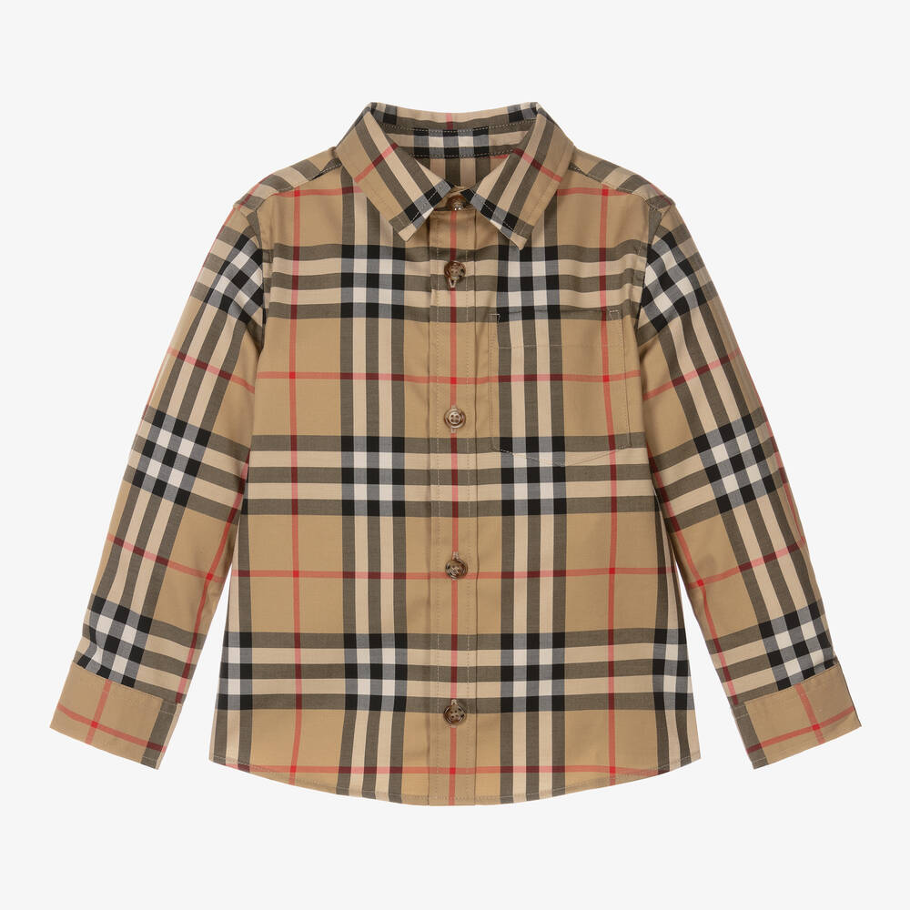 Burberry - Бежевая хлопковая рубашка Vintage Check | Childrensalon