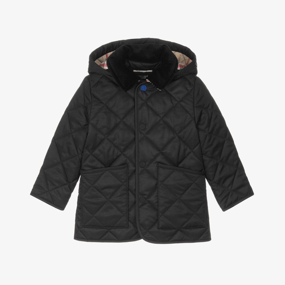 Burberry - Baby Boys Black Quilted Coat | Childrensalon