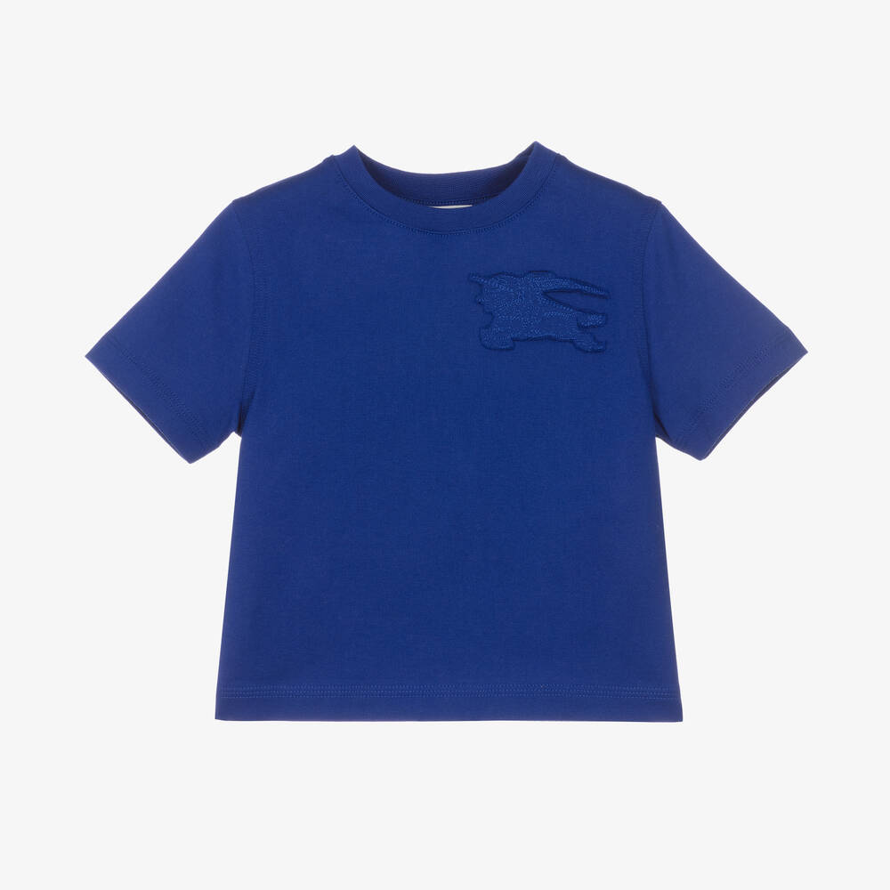 Burberry - Baby Boys Blue Cotton EKD T-Shirt | Childrensalon