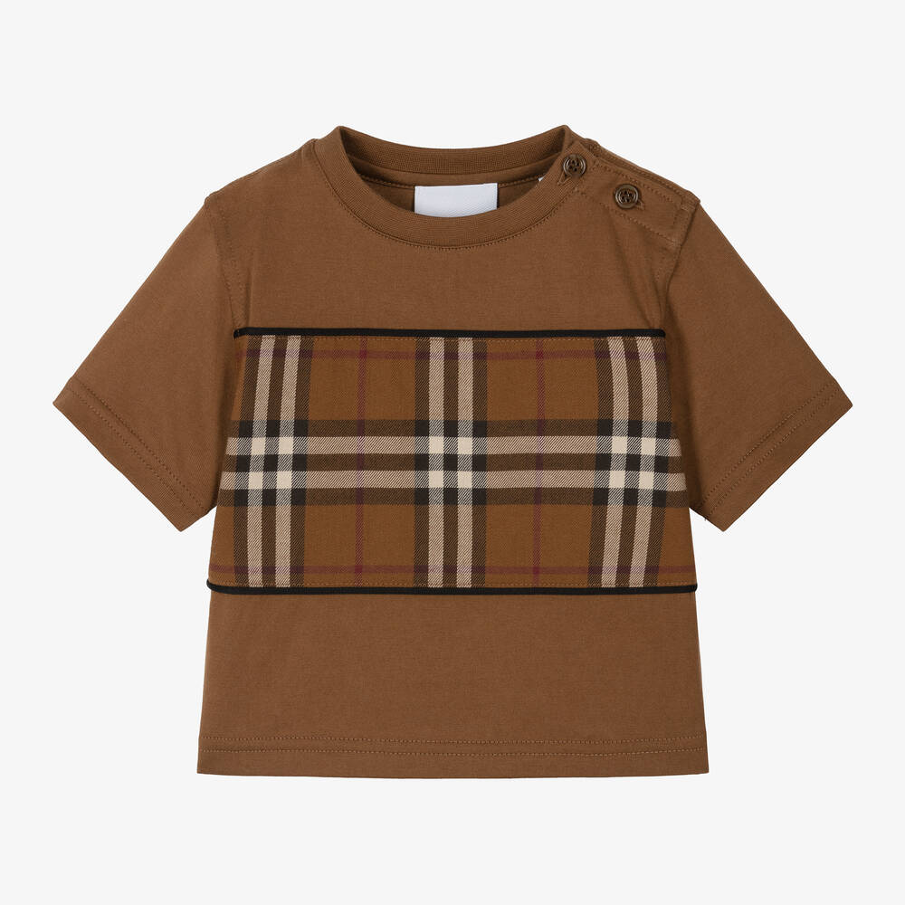 Shop Burberry Baby Boys Brown Cotton T-shirt