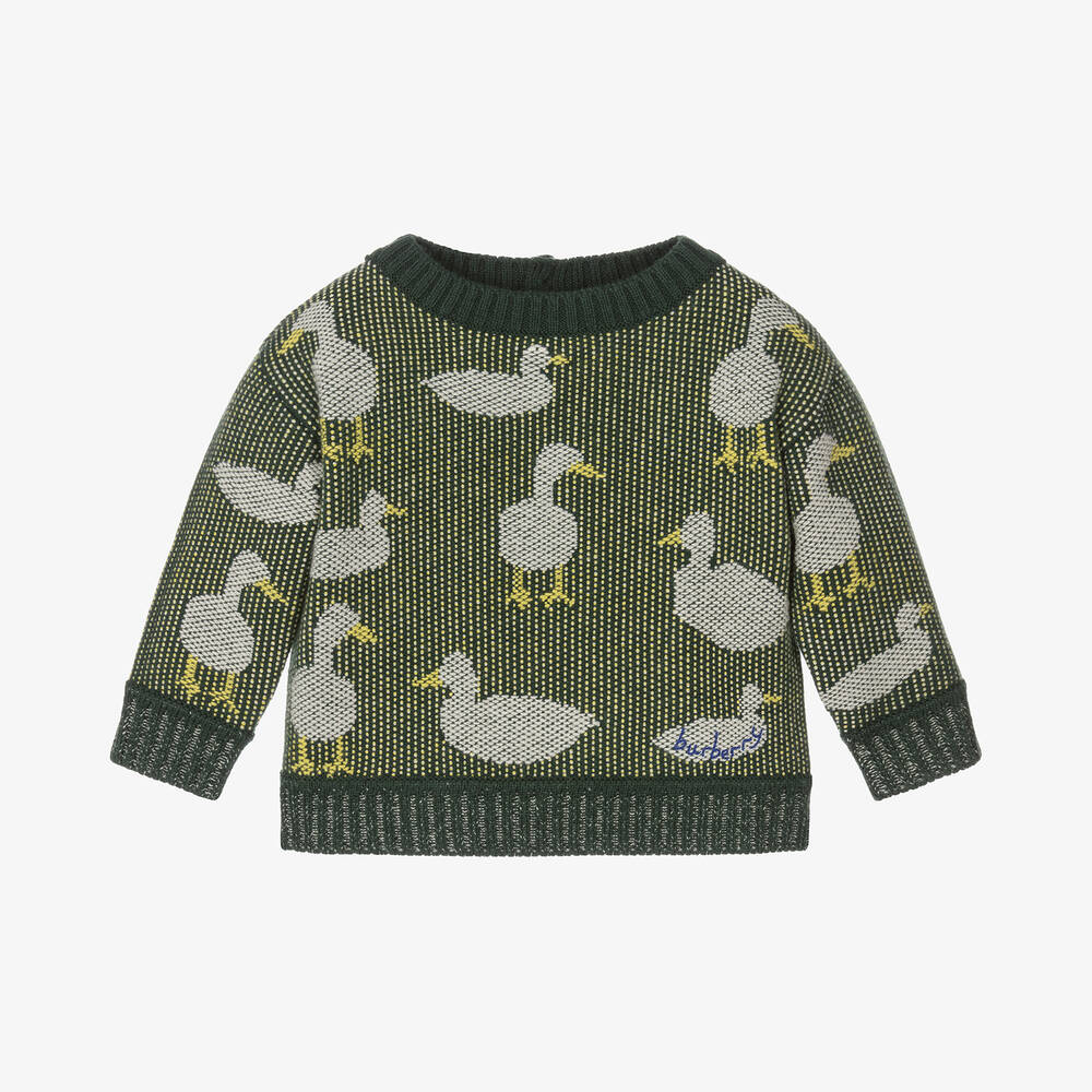 Burberry - Baby Boys Green Wool & Cashmere Sweater | Childrensalon