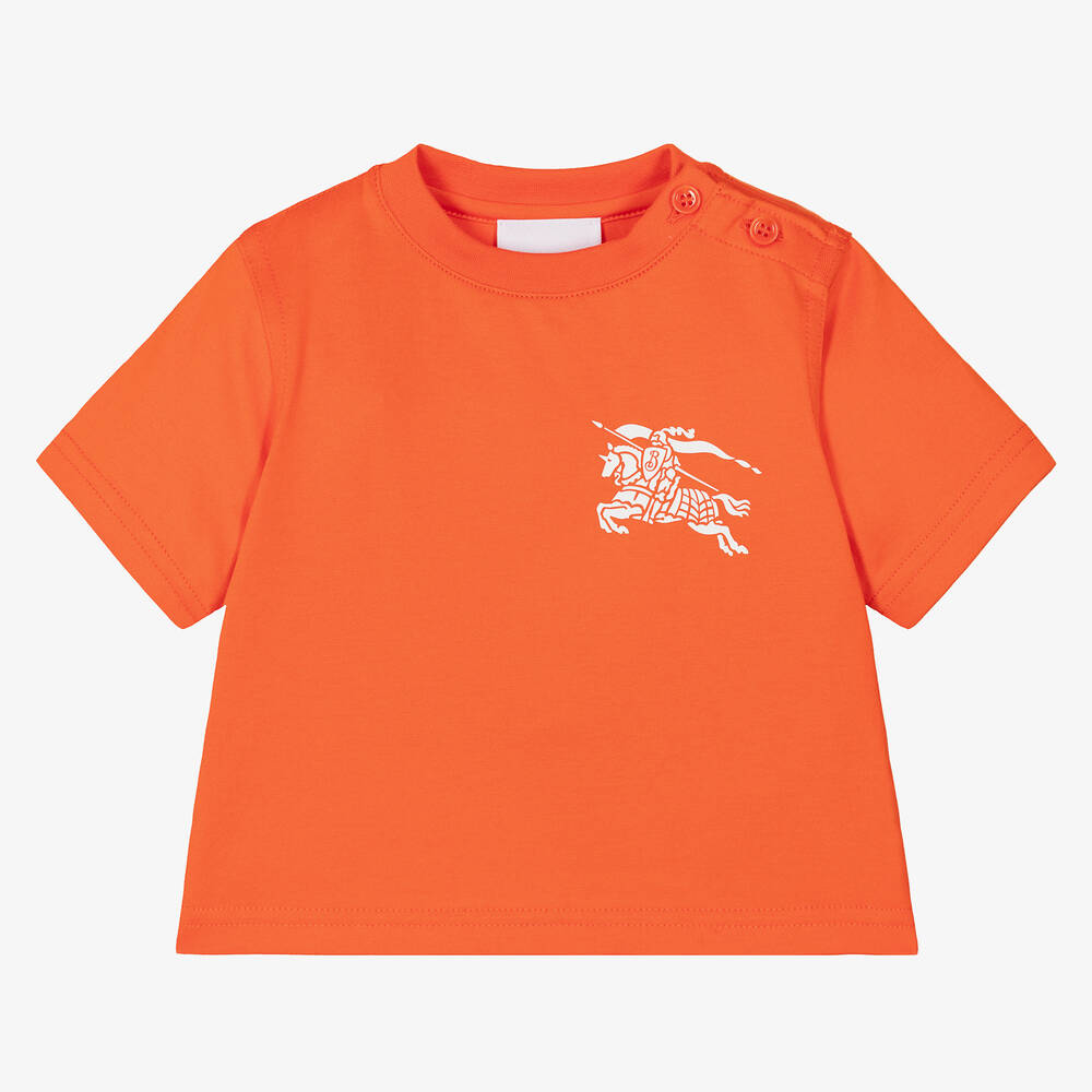 Burberry - Baby Boys Orange Cotton T-Shirt | Childrensalon